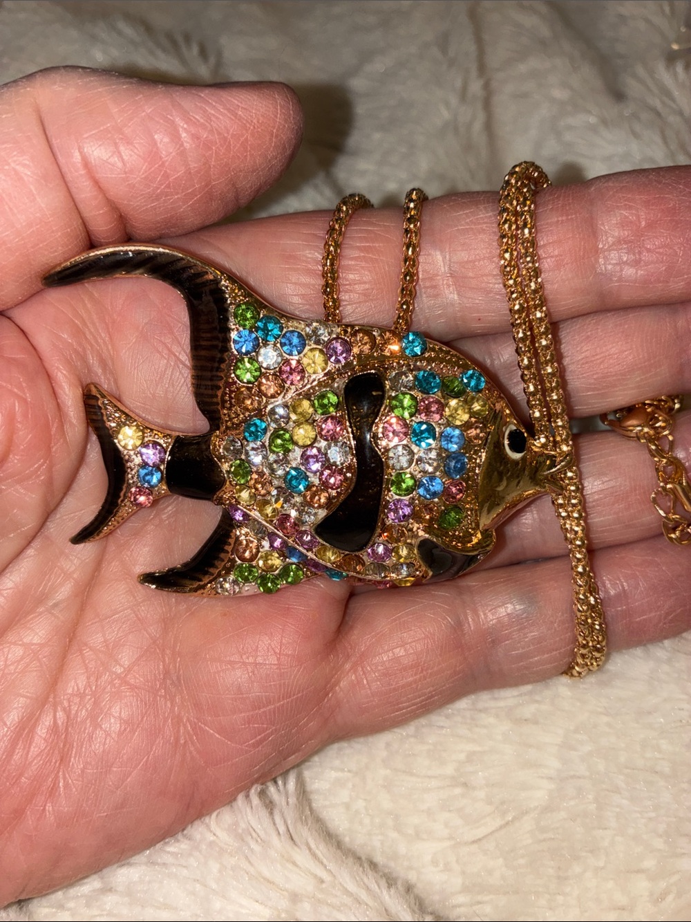 Multicolor Crystal Fish Pendant Necklace